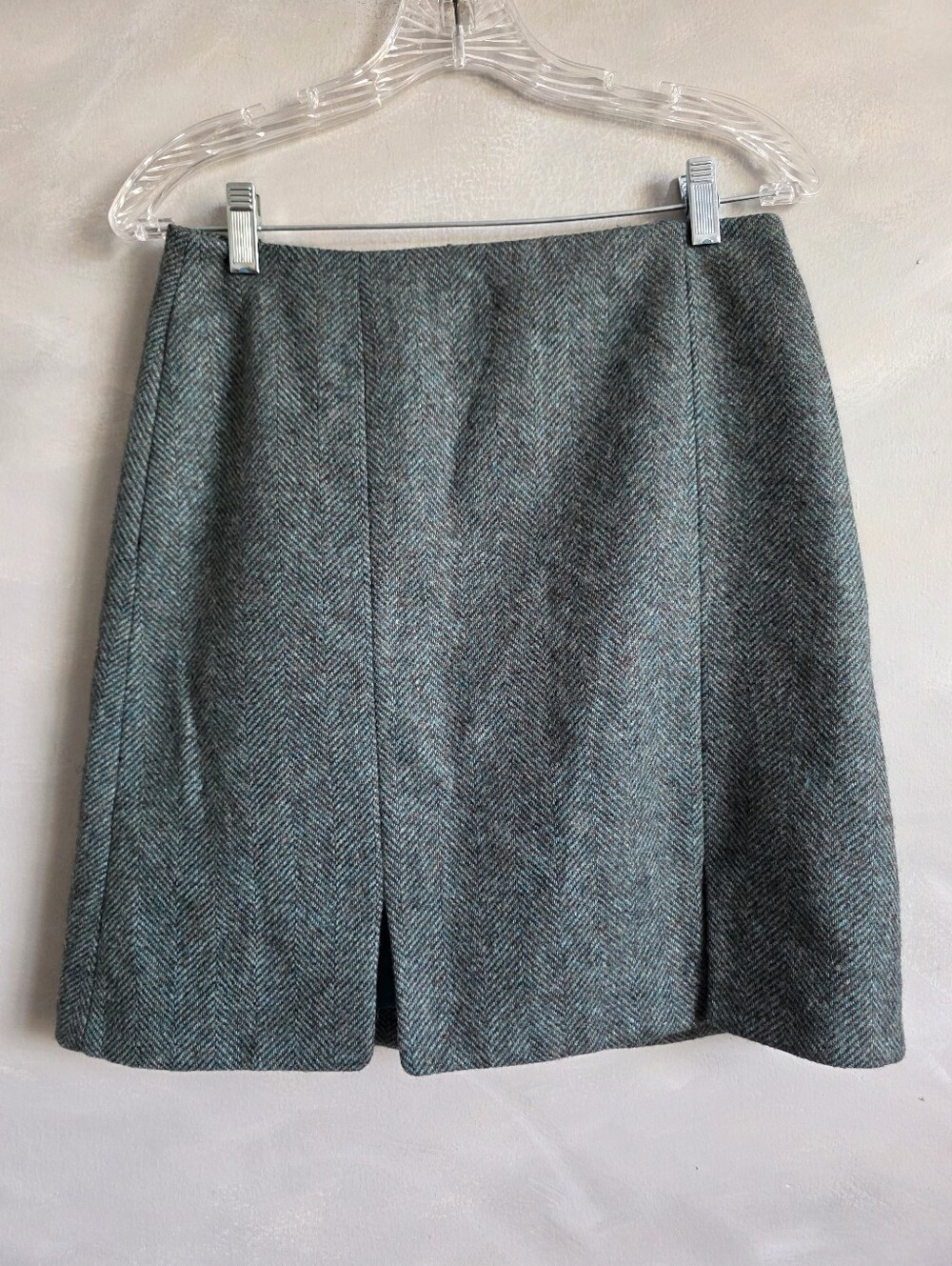 Boden British Tweed by MOON Heritage Historic Turquouse Teal Mini Skirt 6R Wool